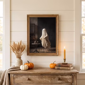 Ghost Wall Art | Gothic Ghost Print | Dark Academia Decor | Vintage Halloween Art | Haunted Home Decor