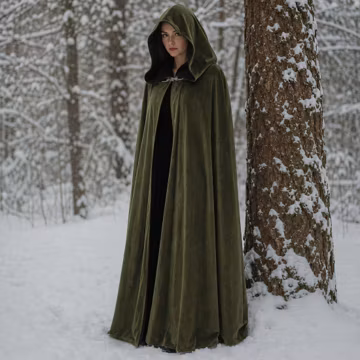 Fantasy Renaissance Hooded Cloak: Medieval Cape with Hood Witch Vampire Wizard Halloween Festival Cosplay