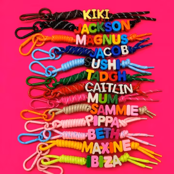 Personalised Colourful Letter Rope Charms, Charms For Bags, charms, Rainbow Custom Bead Charms, Phone Charm, Name Keyring, Name charms
