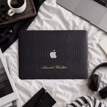 Black Croc Embossed Leather MacBook Case Protective Case For 2026 Neo 13 Air 15/13 A3449, Mac Pro 16/15/14 /13 inch, Laptop Cover
