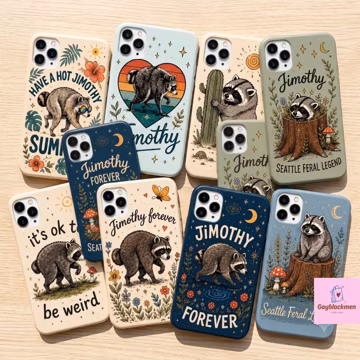Jimothy Raccoon Phone Case, Viral Seattle Feral Legend Cover, Cute Trash Panda Camping Beach Fall Case for iPhone Samsung, Nature Adventure