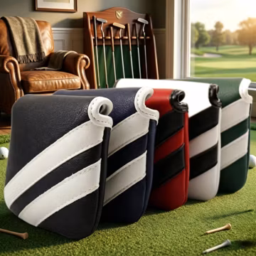 Dual Diagonal Stripe Square Mallet Putter Headcover, Magnetic Closure PU Leather Golf Putter Protective Cap Sporty Golf Accessory Gift