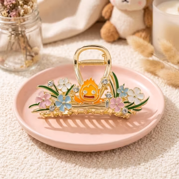 Howl's Moving Castle Calcifer Hair Claw Clip – Alloy Floral Accessory