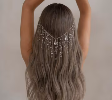 Bridal Wedding Hair Jewelry Crystal Tassel Hair Comb, Silver Waterdrop Headpiece