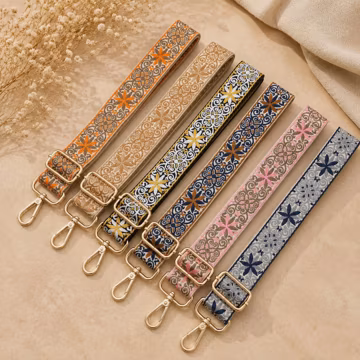 Ethnic Embroidered Wide Bag Strap, Detachable Adjustable Woven Crossbody Shoulder Strap Replacement