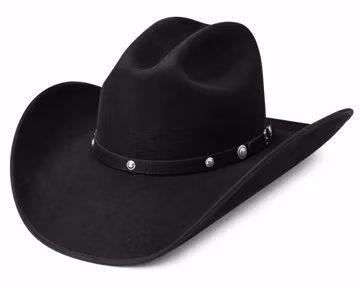 Black Felt Western Cowboy Hat | Wide Brim Rodeo Country Style