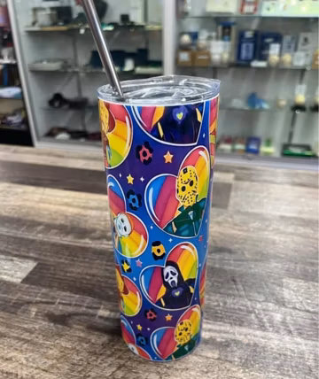 Halloween tumbler, Lisa frank tumbler, bright colors tumblers, birthday gift for her, nostalgic gifts, 80s theme tumblers