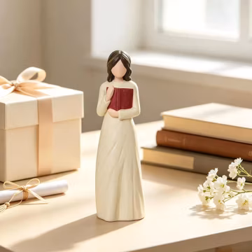 Reading Elf Girl Resin Figurine, Book Lover Desk Decor, Bookworm Gift for Readers