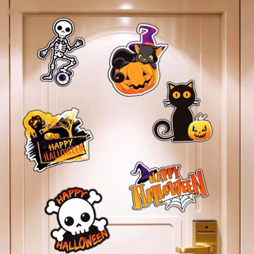 Halloween Cruise Door Magnet, Black Cat Pumpkin Bat Cabin Decor, Halloween on High Seas Stateroom Magnet 2026
