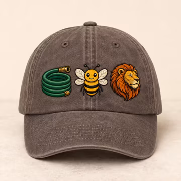 Hose Bee Lion Meme Hat, Funny Rebus Pun Dad Hat, Sarcastic Humor Cap, Viral Wordplay Embroidered Hat, Gag Gift For Him