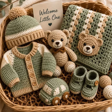 Crochet Baby Boy Gift Set Pattern PDF | Newborn Gift Basket Bundle