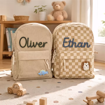 Personalized Corduroy Backpack, Custom Name Kids School Bag, Toddler Preschool Backpack, Back to School Gift for Boys & Girls