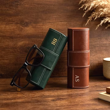 Engraved Leather Glasses Case,Personalized Monogram Sunglasses Case for Men,Unique Gift for Boyfriend Husband,Custom Mens Eyewear Case