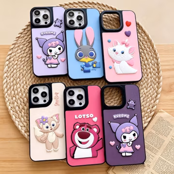 Kuromi 3D Silicone Phone Case, Sanrio Cute Cartoon Cover, Soft Anti-Scratch Protective Case for iPhone 17 16 15 14 13
