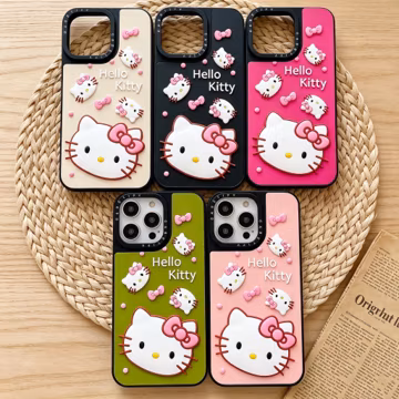 Hello Kitty Kawaii 3D Silicone Phone Case, Sanrio Character Cover, Soft Cartoon Protective Case for iPhone 17 16 15 14 13
