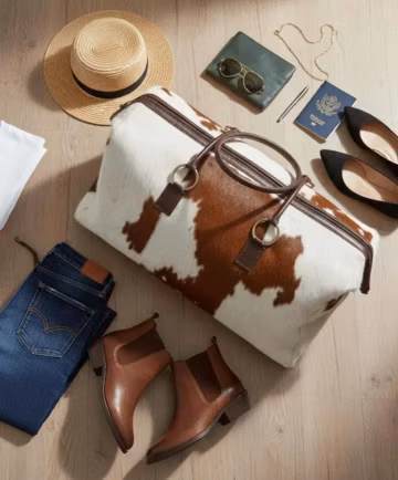 Cow Print Leather Handbag Women's Brown & White Tote Bag Genuine Leather Shoulder Bag Stylish Large Purse Everyday Travel Bag