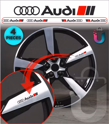 4x Audi Alloy Rim Decal Stickers 10cm Wheel Decals Vinyl Graphics Emblem