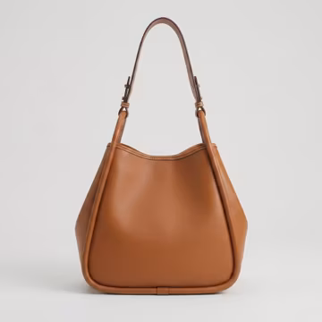 Cognac Leather Hobo Bag, Slouchy Tan Shoulder Bag, Genuine Leather Bucket Bag, Soft Everyday Handbag, Gift for Her