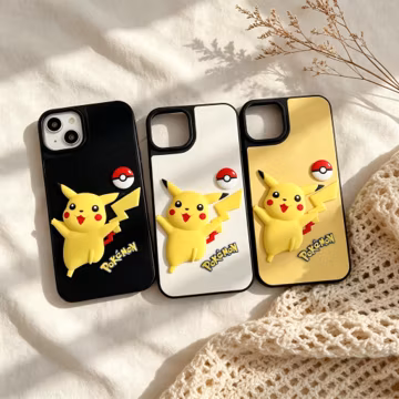 Pikachu 3D Silicone Phone Case, Cute Cartoon Anime Cover, Kawaii Protective Case for iPhone 17 16 15 14 13
