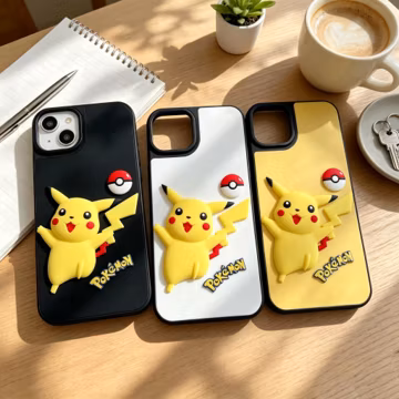 Pikachu 3D Silicone Phone Case, Cute Anime Cartoon Cover, Kawaii Protective Case for iPhone 17 16 15 14 13, Christmas Gift