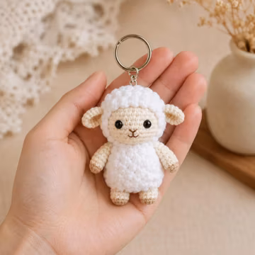 Sheep Keychain Crochet Pattern PDF, Lamb Amigurumi Keychain, Cute Animal Crochet Pattern, Mini Sheep Plush