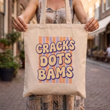 Retro "Cracks Dots Bams" Mahjong Canvas Tote Bag, Game Night Carryall