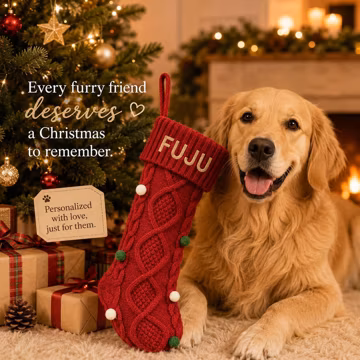 Personalized Knit Pet Stocking, Custom Name Christmas Gift for Dogs & Cats