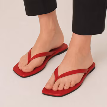 Women's Square Toe Thong Sandals, Minimal Flat Flip Flops, Casual Summer Beach Footwear