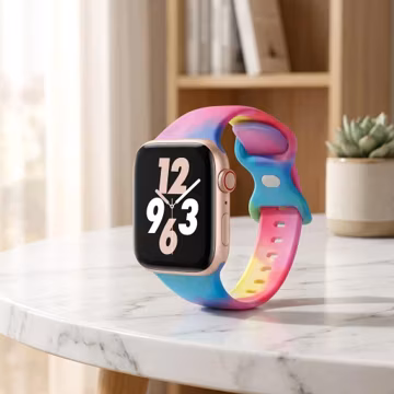 Printed Floral Apple Watch Band | Soft Silicone Strap | Compatible with Ultra Series 9 8 7 SE | Gift for Women