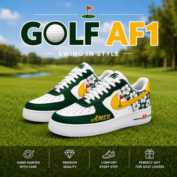 Golf Custom Af1 Sneakers, Hand Painted Golf Shoes, Golf Lover Gift, Unique Golf Inspired Sneakers