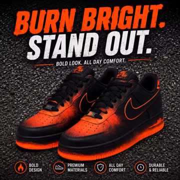 Black Inferno Custom Af1 Sneakers, Hand Painted Flame Fade Streetwear Shoes, Unique Gift for Sneaker Lovers