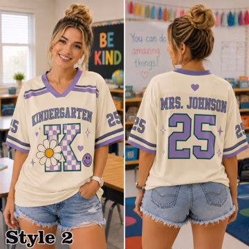 Personalized Teacher Football Jersey, Custom Grade Name Number Shirt, Teacher Game Day Tee, Back to School Gift, Mesh Jersey