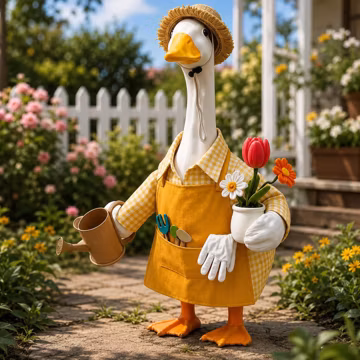 23-Inch Porch Goose Gardener Outfit, Spring Summer Garden Decor Set
