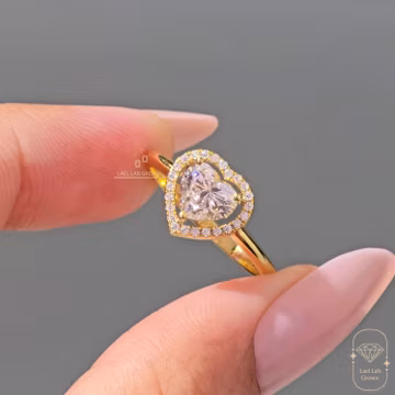 Heart Cut Lab Diamond Engagement Proposal Ring IGI Certified Diamond Floating Halo Anniversary Ring Solitaire Christmas Gift Ring For Her