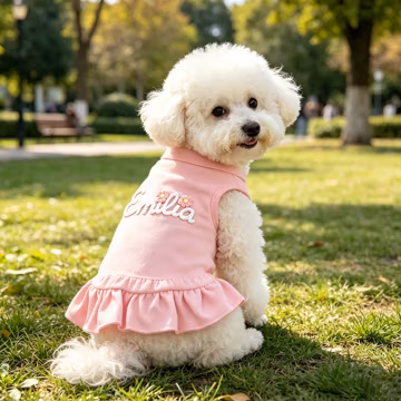 Personalized Dog Girls Dress, Embroidered Pets Dresses, Pink Puppy Dress, Dog Girl Outfit, Custom Name Skirt for Girls Dog, Dog Lover Gift