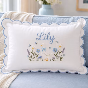 Personalized Goose Baby Pillow, Custom Embroidered Name Pillow, Baby Girl Nursery Decor, Goose Nursery Pillow, Baby Shower Gift