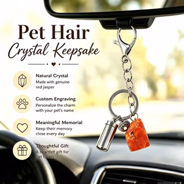Custom Crystal Pet Memorial Keychain, Stainless Steel Urn Holder, Remembrance Bag Charm