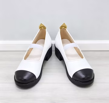 Custom Two‑Tone Mary Jane Anime Cosplay Shoes, Black White Block Heel Costume Footwear