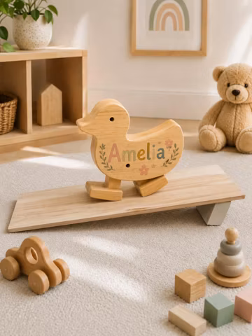 Personalized Wooden Duck Toy Custom Name Push Toy Baby Keepsake Gift Nursery Decor Montessori Wooden Toy Birthday Gift Custom UV Print