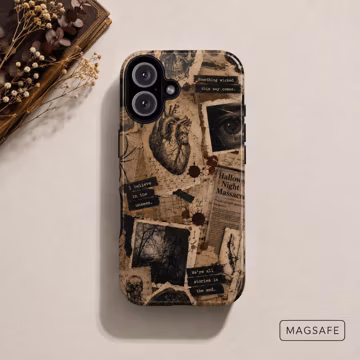 Dark Academia Halloween Phone Case | MagSafe Vintage Horror Movie Collage | Gothic Skull | Magnetic iPhone 17 16 15 Samsung Galaxy Pixel