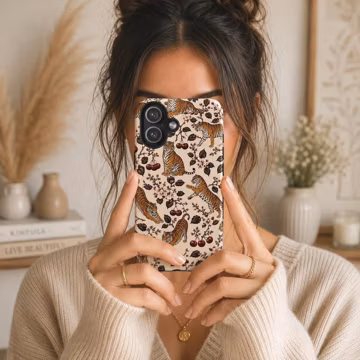 Vintage Tiger Tough Phone Case | Chinoiserie Botanical Art | Cherry Blossom Preppy Gift | iPhone 17 16 15 Samsung Galaxy Pixel