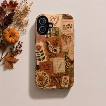 Cottagecore Phone Case | MagSafe Vintage Fall Collage | Scrapbook Flower Butterfly | Magnetic Boho Gift | iPhone 17 16 15 Samsung Galaxy
