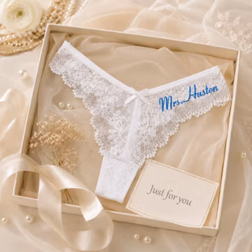 Personalized Lace Bridal Thong, Custom Mrs. Bride Underwear, Wedding Lingerie Keepsake