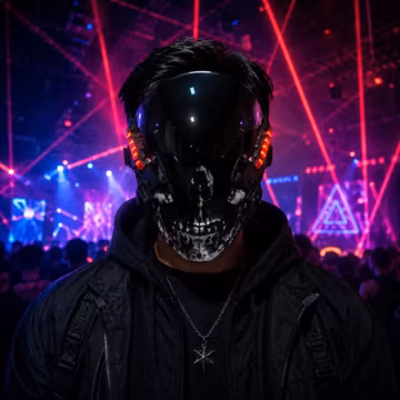 LED Cyberpunk Skull Mask for Cosplay, Rave Party, Masquerade Party, Carnival Party, Light Up Festival Costume Mask, Halloween Costume Prop
