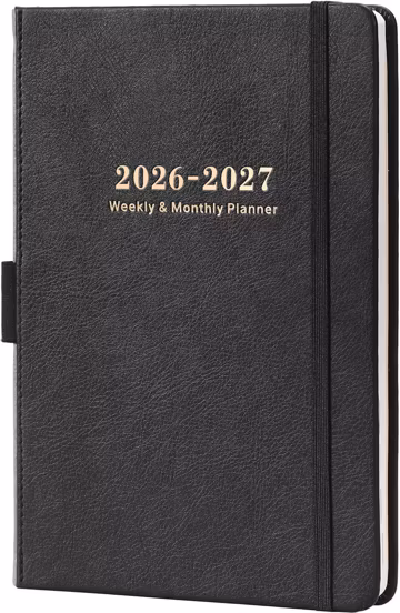 2026-2027 Weekly Monthly Planner – Faux Leather Cover, Organizer Agenda (5.75x8.25")