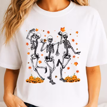 Dancing Skeleton PNG, Vintage Halloween Skeleton Shirt Design, Spooky Season Sublimation, Pumpkin Fall Graphic Digital Download