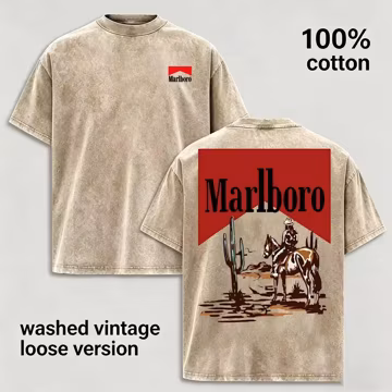 Vintage Marlboro Cowboy Desert Graphic T-Shirt, Washed Cotton Western Top