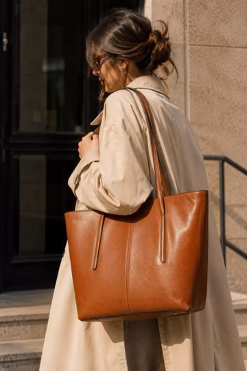 Genuine Leather Tote Bag Large Work Shoulder Bag