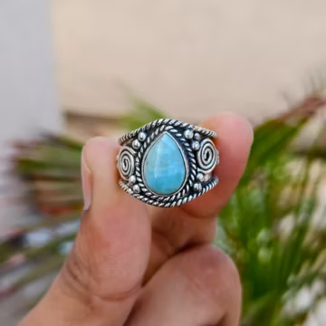 Larimar Gemstone, 925 Sterling Silver, Birthday Gift, Beautiful Ring, Handcraft Ring, Stylish Ring, Unique Ring, Dainty Ring, Wedding Gift