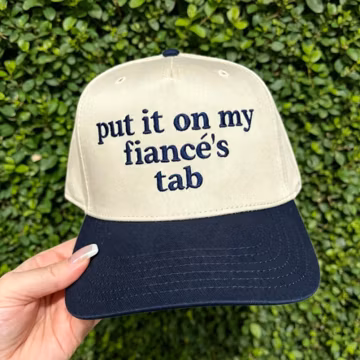 Put It On My Fiancés Tab Funny Hat, Two Tone Bride To Be Baseball Cap
